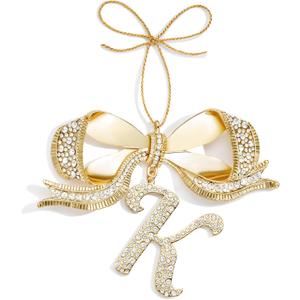 2025 Christmas Initial Ornaments,Bow Letter Ornaments for Xmas Tree,Hanging Christmas Ornament Gift for Mother Friends Sister Wife Grandma Women Men (-K)