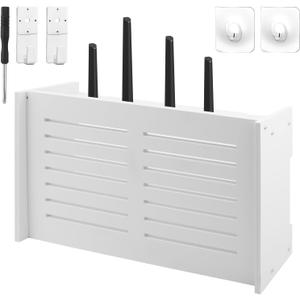 Wall Mount Router Shelf Storage Box, 15" Wifi Cable Cord Organizer Cabinet, Wireless Internet Device Hide Storage Holder