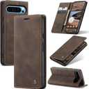 WAWZ for Google Pixel 10 Pro XL 6.8", Pixel 9 Pro XL 6.8" Flip Fold Leather Wallet Case with Credit Card Slot and Kickstand Magnetic Closure Protective Cover (Coffee)