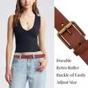 Womens Belts Leopard Print Belt for Women Genuine Suede Leather Waist Belts for Jeans (Purple, L)