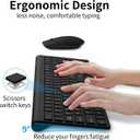 Wireless Keyboard and Mouse Combo, Silent Full-Size Computer Keyboard with Calculator Button, 2400 DPI Mice, Quiet Click, Slim Cordless USB Set for Laptop PC Windows Mac - Black