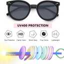 Retro Round Sunglasses for Women, Pink Sunglasses Womens with Classic Trendy Frame Sunnies Shades UV400 Blocking (Black)