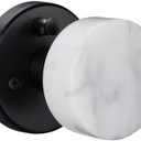 dairazan Modern White Marble Door Knob, Interior Privacy Door Handle with Matte Black for Bedroom Bathroom,Keyless Design