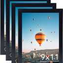 9x11 Picture Frame Set of 4 Black for Wall Hanging or Tabletop, Wall Mounting Horizontally or Vertically, 9 x 11 Wall Gallery Poster Photo Frames for 9 by 11 Photo,4 Pack, Black