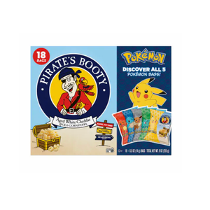 PIRATE'S BOOTY Pokémon Aged White Cheddar Rice & Corn Puffs, 0.5 oz Bags (18 Count), 3 Pack BBD: 01-26-26