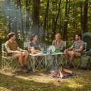 Camping Chair Set of 5, 4 Outdoor Folding Camping Chairs for Heavy People with Cup Holder & Carry Bag,Collapsible Chair Include One Sofa Chair and Two Single Chair,Support up to 500lbs  Light Green-5pcs