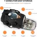 Foldable Travel Duffel Bag for Women with Shoes Compartment, 3 in 1 Carry on Gym Bag with Removable Dry Wet Bag, Lightweight&Water Resistant Duffel Bag for Travel,Sports&Workout, Ink Black