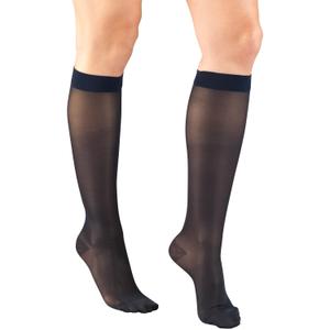Women's Sheer Compression Stockings (15-20 mmHg), Knee High, Black, Small