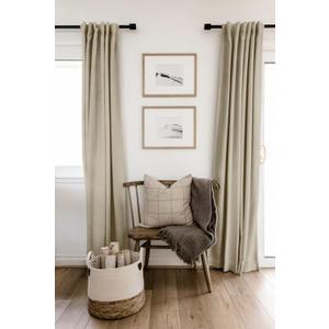 100% Blackout Shield Linen Blackout Curtains for Bedroom 84 Inches Long, Back Tab/Rod Pocket Living Room Drapes, Thermal Insulated Blackout Curtains 2 Panels Set, 52" W x 84" L, Oatmeal