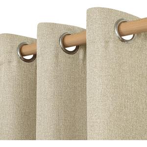 LAMIT Camel Linen Textured Curtains 95 inches Long for Bedroom, Grommet Thermal Insulated Thick Curtains Burlap Light Filtering Panels for Living Room/Farmhouse, Set of 2 Panels, W52 x L95