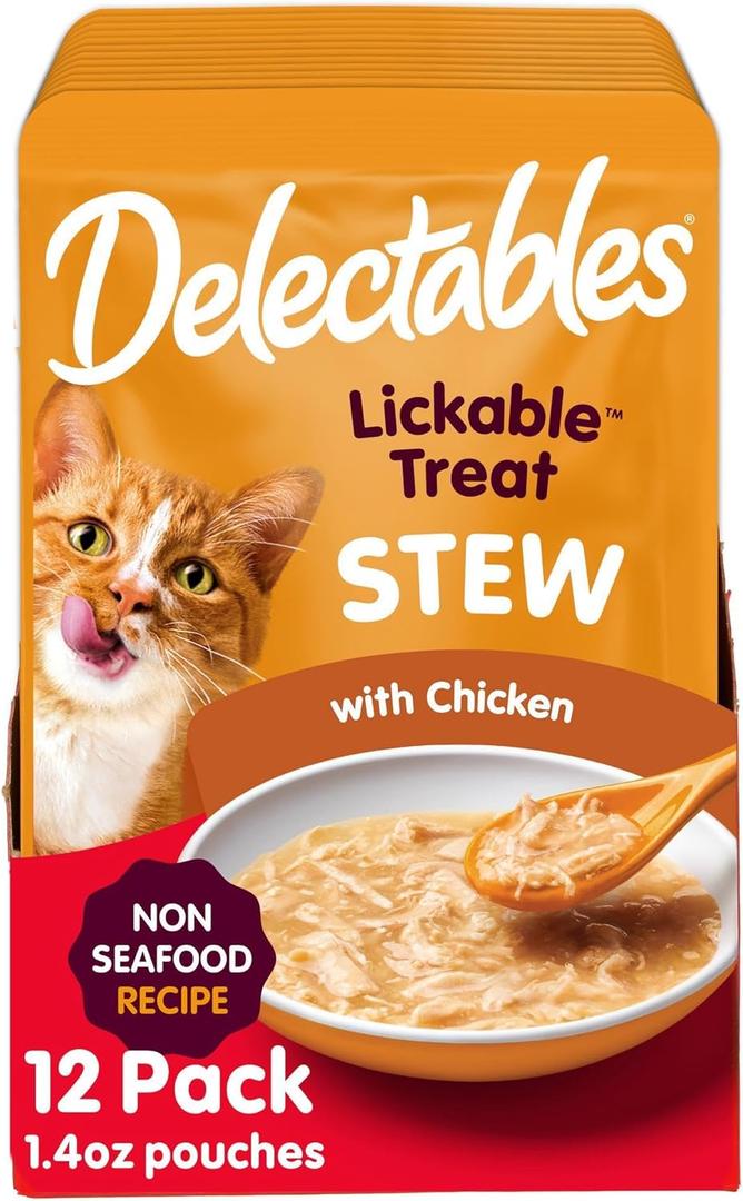 Delectables Non-Seafood Stew Lickable Wet Cat Treats, Chicken, 1.4 oz (Pack of 12), BB Date: 01/07/2027