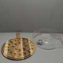 Easter Deviled Egg Platter with Lid and Handle Wooden Deviled Egg Tray Deviled Egg Tray Container Reversible Charcuterie Board Deviled Egg Holder for Home Kitchen Party Supplies (Round)