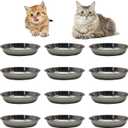Hamiledyi 12 Pcs Stainless Steel Cat Bowls Replacement Whisker Fatigue Relief Cat Plates Pet Water Dish Shallow Kitten Bowls Pet Bowls for Dogs Cats and Other Small Animals (7.68 Inch Diameter)