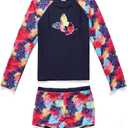 PHIBEE Girls' Rash Guard Set Long Sleeve UPF 50+ Sun Protection Two-Piece Swimwear