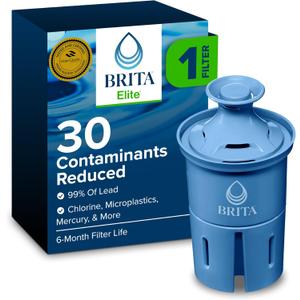 Brita Elite Water Filter Replacement for Pitchers and Dispensers, BPA-Free, Reduces 99% of Lead, Lasts Six Months or 120 Gallons, Includes 1 Pitcher Replacement Filter