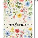 2 x Spring Welcome Floral Garden Flag, 12.5x18 Inch Double Sided Summer Flower Yard Flag, Outside Outdoor Seasonal Burlap Funny Flowers Flags Home Patio Decoration