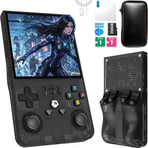 R36MAX Handheld Game Console, 40000+ Games Retro Gaming Console, 256GB TF Card Mini Retro Video Console, 4000mAh Rechargeable 4.0" IPS HD Screen Portable Pocket Arcade (Transparent Black)