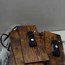 AMHANCIBLE Night Stand Set 2, LED Nightstand with Charging Station, End Tables Living Room with Fabric Drawers, Bed Side Table for Bedroom, Rustic Brown, HET052LBR