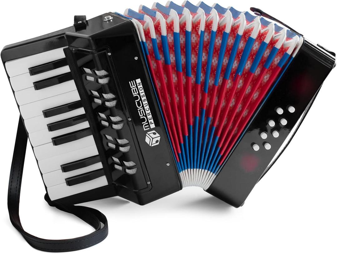 Accordion Instrument for Kids Professional 17 Keys 8 Bass Accordion with Straps for Beginner Student Educational Musical Instrument for Boys Girls Aged 3+ Gift Choice