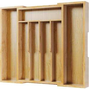 Kitsure Silverware Organizer - Expandable Bamboo Kitchen Drawer Organizer for Cooking Utensils and Cutlery, Sturdy & Thickened Kitchen Organizers and Storage Solution, Medium, Natural