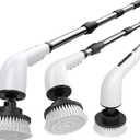 Electric Spin Scrubber Bathroom - Adjustable Handle Cordless Shower Scrubber, 2 Speeds, Bathroom Scrubber with 8 Replaceable Brush Heads, Power Scrubber for Bathtub Cleaning