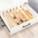 Bamboo Drawer Dividers Adjustable Expandable Drawer Organizer, 6-Pack Bamboo Separators for Kitchen, Dresser, Clothes, Utensils & Home Organization
