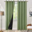 BGment Thermal Insulated 100% Blackout Curtains for Bedroom with Black Liner, Double Layer Full Room Darkening Noise Reducing Grommet Curtain (52 x 84 Inch, Grass Green, 2 Panels)