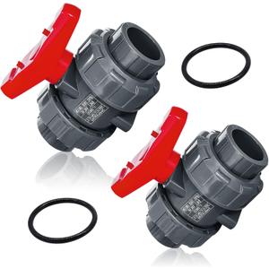2PCS PVC Union Ball Valve, 1" Inch (DN25) True Union Full Flow Ball Valve, ASTM EPDM O-ring, Slip Socket Ball Valve with Full Port for Water System