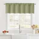Sage Green Valance for Windows, Small Blackout Kitchen Valance Curtain, Dual Rod Pocket Thermal Insulated Short Window Curtain for Bathroom Basement, 60Wx14L Inch, 1 Piece