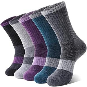 Anlisim Merino Wool Hiking Socks for Women Thermal Winter Warm Boot Work Cushion Socks 5 Pairs M