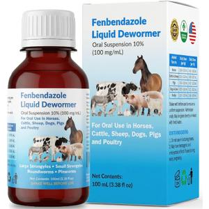 Dewormer for Horse, Poultry & More - Liquid Fenbendazole Dewormer for All Worms, Tapeworms, Roundworms, Hookworms, Pinworms & Giardia - Broad-Spectrum Wormers