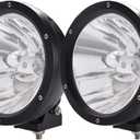 Lightronic Off-Road 7" Round LED Spotlight/Headlight for Motorcycle/Truck, 6000K Cool-White Long-Range Spot Beam High Speed Applications, Corrosion Resistant Waterproof, 12V/24V DC, 2-Pack