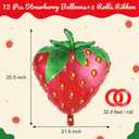 12 Pcs Strawberry Balloons, Sweet Fruit Balloons for Birthday Party Decorations, Strawberry Foil Balloon for Strawberry Themed Party Baby Shower Gender Reveal (12 Pcs)