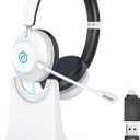 Earbay Bluetooth Headset, Wireless Headphones with Microphone ENC Noise Canceling & USB Dongle, V6.0 Wireless Bluetooth Headset with Mic Flip Mute Charge Dock for Work/Laptop/Phone/Meeting/CallCenter