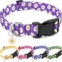 Purple Dog Collars - Cute Flower Collar for Small Dog with Daisies Charms, Pretty Floral Dogs Collar for Female Dogs Puppy Girls Boys Pet (S, Purple)