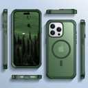 Red2Fire Magnetic for iPhone 15 Pro Max Case, [Compatible with MagSafe][Military Grade Drop Protection][Heavy Duty Shockproof] Non-Slip Translucent Matte Bumper Phone Case for iPhone 15 Pro Max 6.7" (Army Green)
