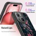 FUNMIKO Cute Phone Case for iPhone 13 Mini - Wireless Charging & Military-Grade Protection - Trendy Wildflower Design for Women Girls, Non-Slip Translucent Matte Hard Cover - Mystic Blooming Plum