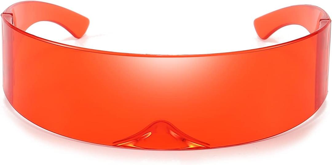 Dollger Futuristic Sunglasses Y2K Space Cyclops Wrap Around Glasses Rimless Translucent Mirrored Lens