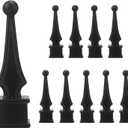 10pcs Metal Fence Finials Fits 3/4" Square Post - Aluminium Alloy Four Sided Spire Wing Tip Black Finial Fence Toppe, for Yard Garden Lawn Iron Picket Fence Finial Tops Decoratio