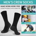 Usavemo 30 Pairs Mens Crew Athletic Socks Cushion Running Ourdoor Sports Work Socks for Men Size 10-13 (Black, L)