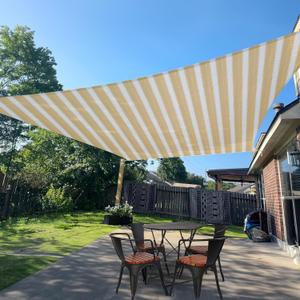 SUNLAX Sun Shade Sail 8' x 12' Yellow&White Rectangle Canopy Sail Shade Cover UV Block Permeable Sunshade Outdoor for Patio Backyard 