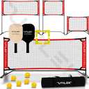 Mini Pickleball Dink Net, Small Size Set 4ft + 7ft, Paddles, Court Markers, 6 Balls, Bag, Rebounder Practice Trainer, Master Pickle Ball, Home Equipment Portable, Adjustable, Indoor, Outdoor, Driveway