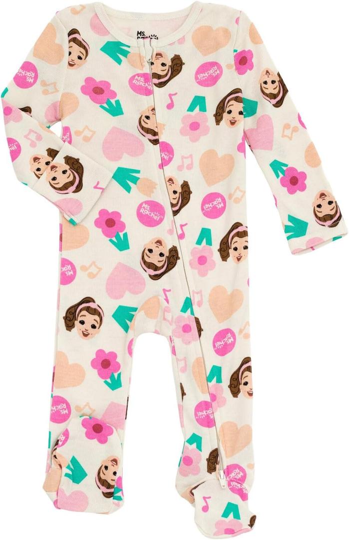 Ms. Rachel Floral Baby Girls Zip Up Sleep N' Play Newborn to Infant Sizes (Newborn - 24 Months)