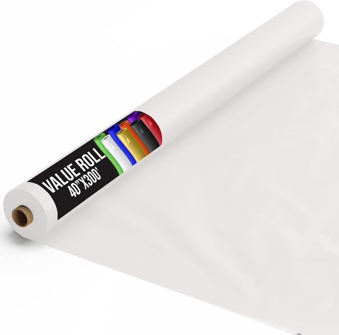 Exquisite Basic White Plastic Table Cover Roll 40" X 300' Table Cloth Plastic Cover Roll - Economy Value Banquet Rolls - Disposable Tablecloth Rolls
