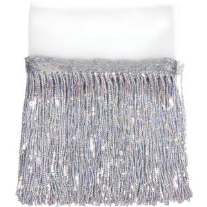 5 Yards Sewing Fringe Trim, Silver Sequin Lace Tassel Fringe Trim, Polyester Decorative Tape for DIY Dress Crafts Home Stage Costume Embellishment, Colorful Silver
