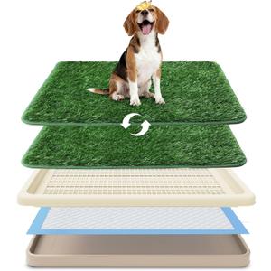 Dog Grass Pad with Tray, Utral Fast Drainage, 2 Washable Grass Pads