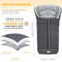 Orzbow Universal Stroller Footmuff, Winter Baby Bunting Bag for Stroller - Baby Sleeping Bag with Coral Fleece Lining for Cold Weather, Water-Repellent, Winter Must Have for Toddler Kids, Dark Grey