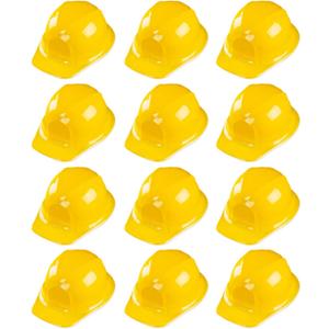 Super Z Outlet 12 Pack Yellow Construction Hard Hat Plastic Birthday Party Supplies Worker Caps Set Halloween Costume Toy