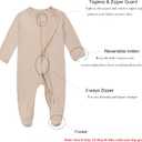 Aablexema Baby Pajamas Bamboo Rayon Zipper, 3pcs Unisex Infant Outfit with Mitten One Piece Footie Sleepwear, 3-6M