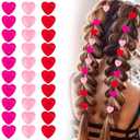 30Pcs Mini Rhinestone Heart-Shaped Bean Heart Hair Clips, Cute Pink Mini Hair Clips Accessories Decorations Supplies for Women, Valentine's Day Themed Party Decor Supplies